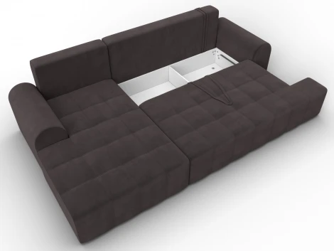 Диван угловой Лига-080 угол левый (ДСП/Пластик/Велюр/Коричневый) Лига Диванов 134749L