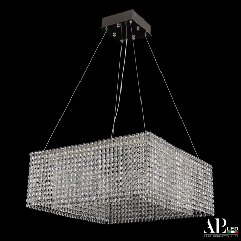 Подвесная люстра светодиодная APL LED Sicilia SH04.52.A.Ni.4000 (220V, хрусталь, на тросе)