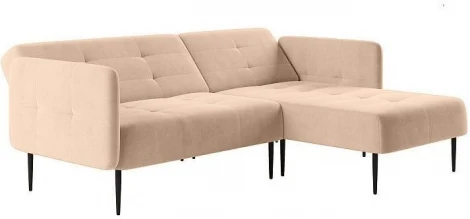 Monaco диван-кровать с шезлонгом, с подлокотниками, бархат бежевый 5 Top Concept арт.13008