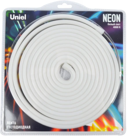 Светодиодная гибкая герметичная лента Neon 5 м. Neon ULS-N03-2835-100LED/m-8mm-IP67-DC12V-11W/m-5M-4000K блистер