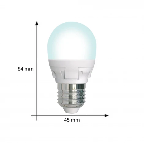 Лампочка светодиодная шар белая E27 7W 4000K Uniel LED-G45 7W/4000K/E27/FR/DIM PLP01WH