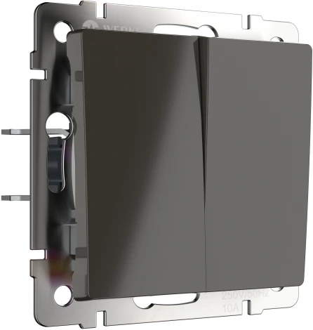 Выключатель двухклавишный проходной (серо-коричневый) WL07-SW-2G-2W (a035907)