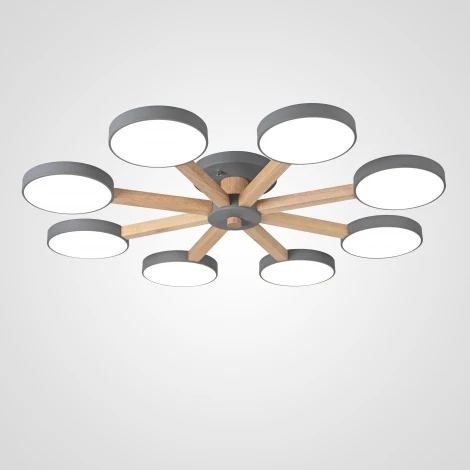 Потолочная люстра Wi-Fi на штанге Turna 8 Gray By ImperiumLoft Turna01 (LED, 220V, голосовое управление, умный дом - Алиса)