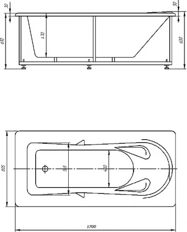 Акриловая ванна Акватек Леда