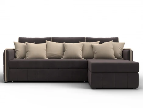 Диван угловой Лига-078 угол универсальный (ДСП/Пластик/Велюр/Коричневый,Бежевый) Лига Диванов 130990