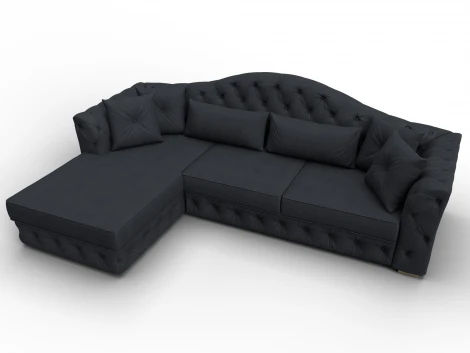 Диван угловой Артис левый угол (Брус,Рейка,Замша/Темно-серый) Лига Диванов 128038L