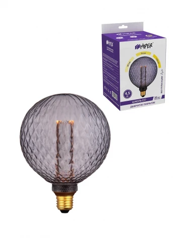 Лампочка светодиодная диммируемая прозрачный/серый шар E27 4,5W Hiper Vein HL-2240
