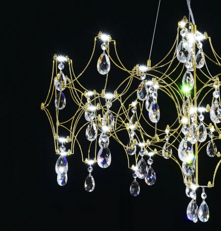 Подвесная люстра светодиодная с пультом и хрустальными подвесками Asfour MyFar Ileria MR2652-57P-50AD