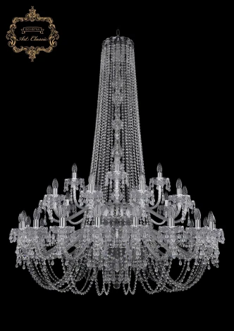 Подвесная большая люстра Art Classic 11.24 11.24.20+10+5.460.2d.h-166.Cr.V0300 (220V, хрусталь, на цепи, подсвечник, свеча)