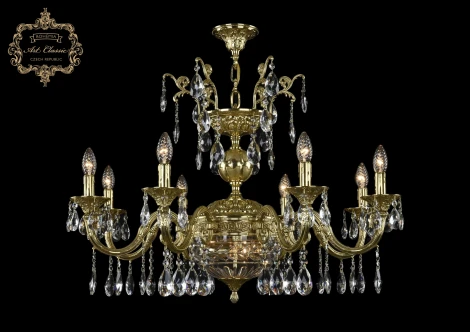 Подвесная люстра с хрустальными подвесками Art Classic 31.29 31.29.8.CK250SP.250GL.G.Sp.Clear.1D