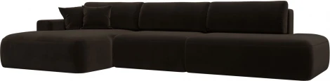 Диван угловой Лига-036 НПБ Модерн Лонг левый угол (Коричневый/Микровельвет) Лига Диванов арт.121417L
