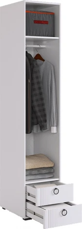 Ева Шкаф однодверный 101.01 Mebelson (ЛДСП,МДФ,ПВХ,Пластик/Светлое дерево,Белый) арт.UL.101-M.104.01.3101