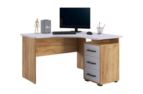 Лайт-2 Стол компьютерный 1200 угловой Mebelson (ЛДСП/Дуб крафт золотой,Белый) арт.SKL2.2N02.2725