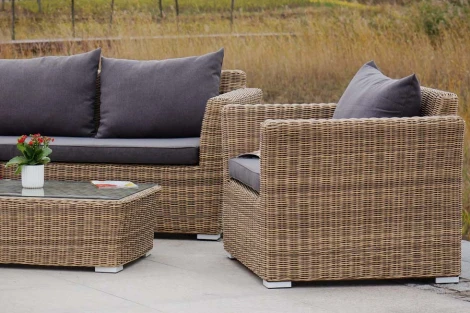 Лаунж-зона из искусственного ротанга, цвет соломенный 4SIS Капучино Дабл KDS3S2CT-5-SET