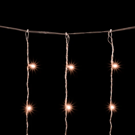 Гирлянда Занавес Облегченный 2 x 3 м Экстра Тепло-Белый с Мерцанием Белого Диода 220В, 600 LED, Провод Прозрачны ПВХ, IP54