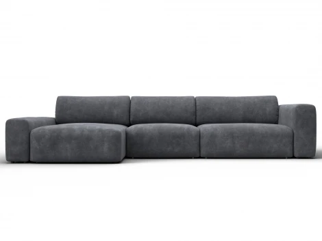 Диван угловой Лига-066 НПБ Лонг угол левый (ЛДСП,Фанера,Брус,Велюр/Темно-серый) Лига Диванов 131217L