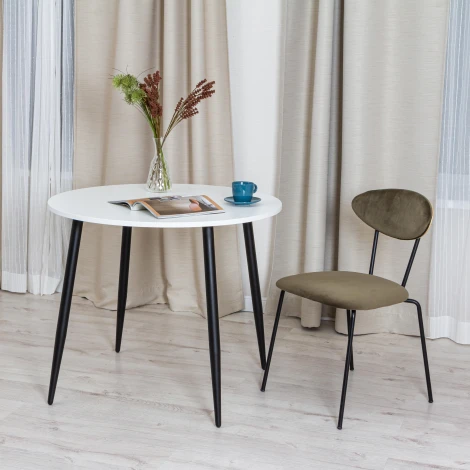 Стол URANUS ЛДСП/металл, 90x90x77 см, Белый/Черный Tetchair 19314