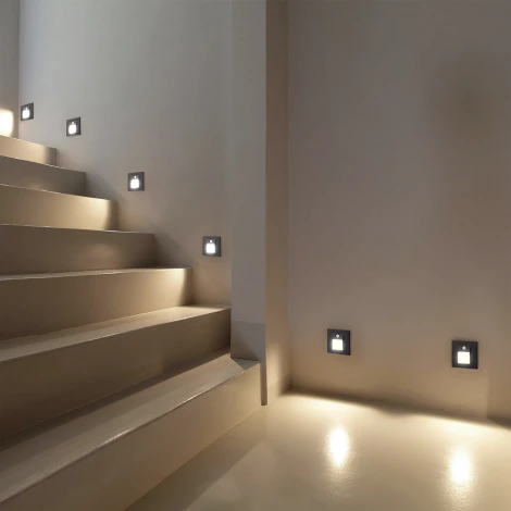 Встраиваемая подсветка для лестниц и ступеней Denkirs Sensor DK1020-BK (220V, датчик движения, датчик освещенности)