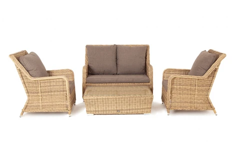 Лаунж-зона из искусственного ротанга, цвет соломенный 4SIS Гляссе Сингл GS2C2T-4-SET
