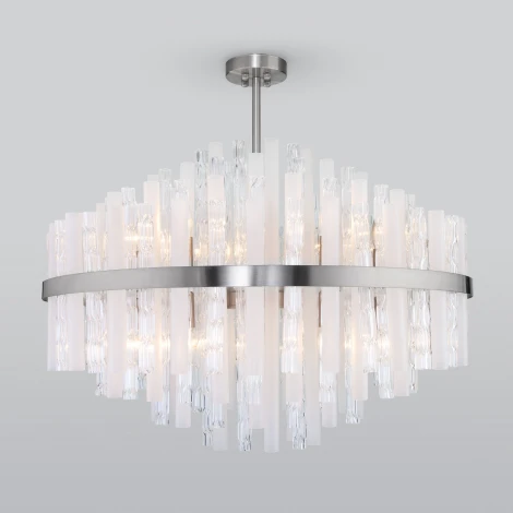 Потолочная люстра Wi-Fi на штанге Bogate's Hollis 367/12 Smart никель (220V, управление смартфоном, голосовое управление, умный дом - Minimir Home, Алиса, Маруся, Салют)