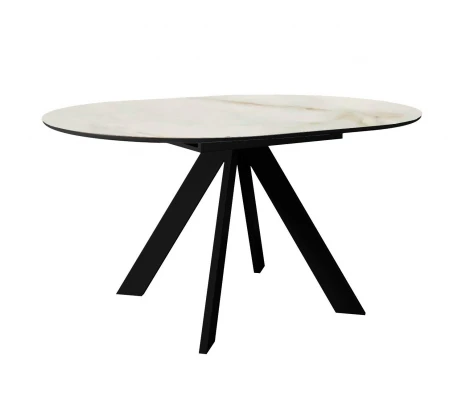 Стол DikLine SKC110 d1100 Керамика глянец Ostra Bianco (мрамор глянец белый)/подстолье черное/опоры черные 00-00081865