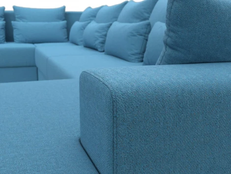 Диван П-образный Майами правый угол (Голубой/Рогожка) Лига Диванов арт.123254