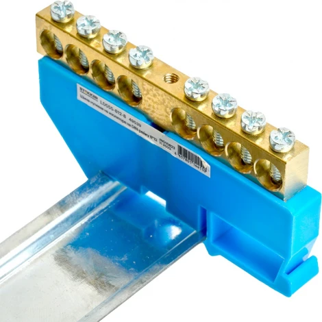 Шина нулевая на изоляторе на DIN-рейку 8 выводов (синий) Stekker 49539