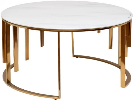GY-10006 Стол журнальный мрам.стекло/золото d90*43см Garda Decor