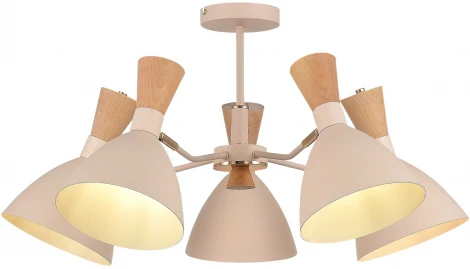 Потолочная люстра на штанге Evoluce SLE1256 Бежевый/Бежевый, Светлое дерево, Золотистый E14 5*40W (220V)
