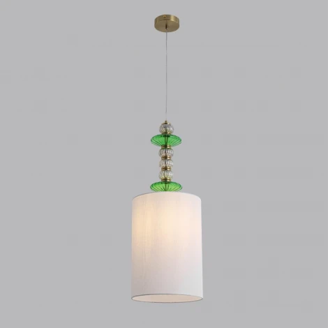 Подвесной светильник со стеклянным декором Lumion Ilmira 8337/1A бронза/белый/зеленый, металл/стекло/текстиль E27 60W 220V (на проводе)
