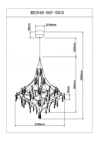 Подвесная люстра светодиодная с пультом и хрустальными подвесками K9 MyFar Allegria MR2640-66P-50СD