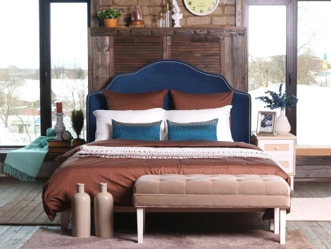 Кровать Queen II Victoria L 1600 ОГОГО (арт.652466), (Ткань/Оранжевый)