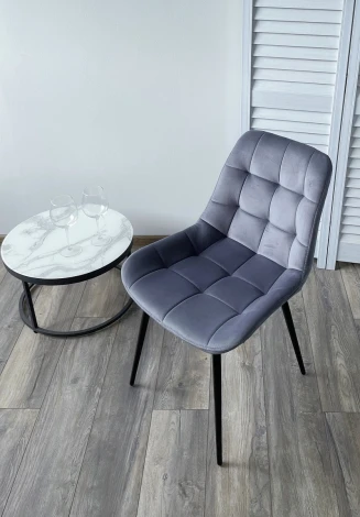 Стул ХОФМАН, цвет H-14 Cерый, велюр / черный каркас