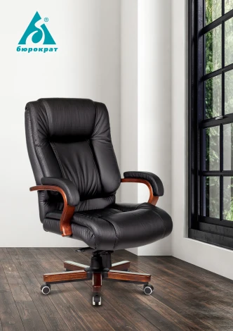 Кресло руководителя Бюрократ T-9925WALNUT черный кожа крестовина металл/дерево