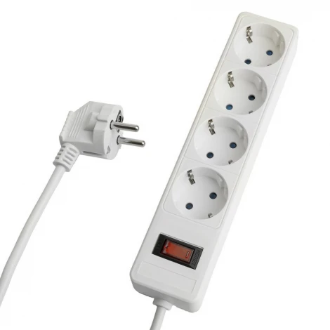 Сетевой фильтр 4-х местный с заземлением 5 метров (белый) Stekker Optima 50091