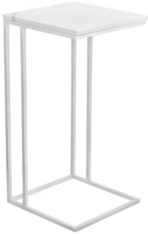 Придиванный столик Loft 35x35см, белый мрамор с белыми ножками Bradex Home RF 0356