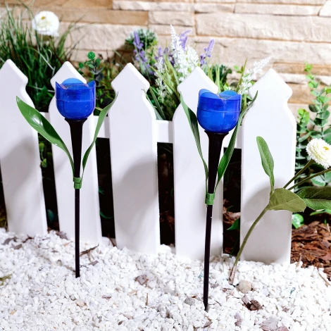 Грунтовый светильник на солнечной батарее Uniel USL-C-454/PT305 BLUE TULIP (LED, цветы)