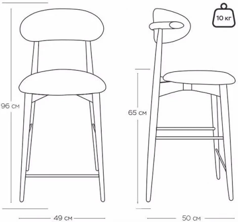 Стул полубарный Paolo, бук натуральный (эмаль черная), рогожка, красный Top Concept арт.20918