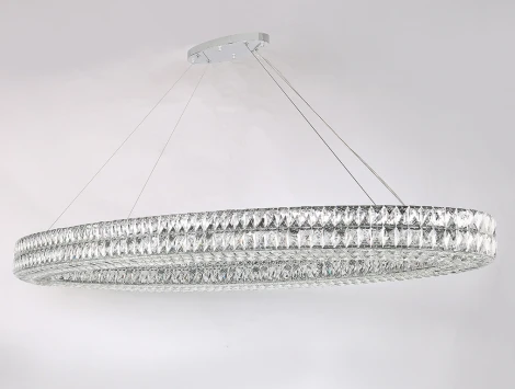 Подвесная люстра большая Newport 10120 10127+21/S (220V, хрусталь, на тросе, кольцо)