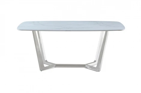 Стол обеденный IST-CASA Ланс Силвер DT-2852L,180х90х75 см, белый мрамор