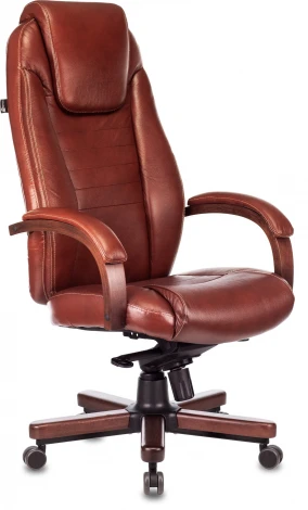 Кресло руководителя Бюрократ T-9923WALNUT светло-коричневый Leather Eichel кожа крестовина металл/дерево