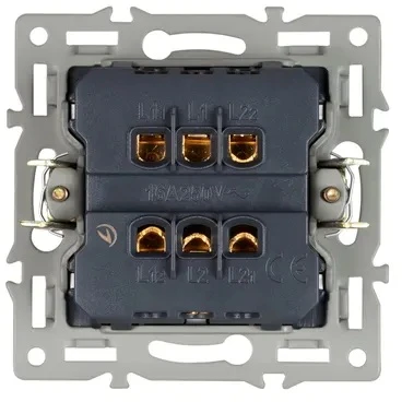 Механизм выключателя двухклавишный проходной SWT-MKP2-PL-GR (250V, 16A) (Arlight) 043729