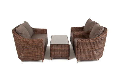 Лаунж-зона из искусственного ротанга, цвет коричневый 4SIS Кон Панна KPS2C2TJ-4-SET brown