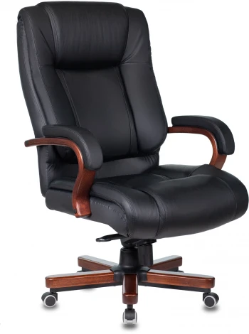 Кресло руководителя Бюрократ T-9925WALNUT черный кожа крестовина металл/дерево
