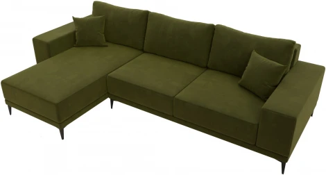Диван угловой Льюес левый (Зеленый/Микровельвет) Лига Диванов арт.122404L