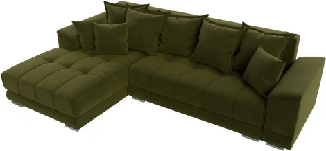 Диван угловой НордСтар левый угол (Зеленый/Микровельвет) Лига Диванов арт.121114L