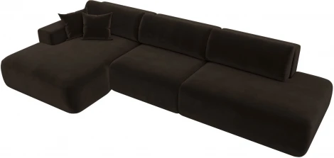 Диван угловой Лига-036 НПБ Модерн Лонг левый угол (Коричневый/Микровельвет) Лига Диванов арт.121417L
