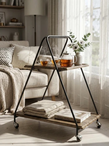 Стол сервировочный Милн черный/дуб крымский состаренный Mebelik 008692