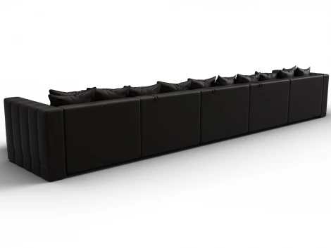 Диван П-образный Лига-052 НПБ МегаЛонг (ЛДСП,Брус,Фанера/Пластик/Экокожа/Коричневый) Лига Диванов 129923