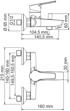 Смеситель Wasserkraft Rhin 4401 для ванны с душем